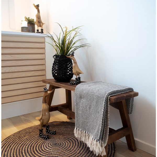 Ławka drewniana do przedpokoju Barcelona Intesi z naturalnego drewna tekowego w stylu skandynawskim ( Rozmiar: uniwersalny )