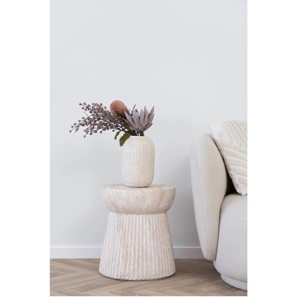 Stolik kawowy okrągły Bonn 37 cm biały nowoczesny glamour do salonu mały Intesi ( Rozmiar: uniwersalny )