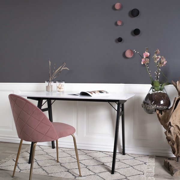 Krzesło Geneve tapicerowane welur różowe złote nogi do jadalni i salonu nowoczesne glamour ( Rozmiar: uniwersalny )
