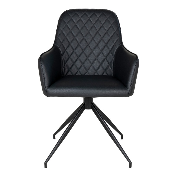 Krzesło obrotowe Harbo Intesi czarne ekoskóra z podłokietnikami do jadalni i salonu ( Rozmiar: uniwersalny )