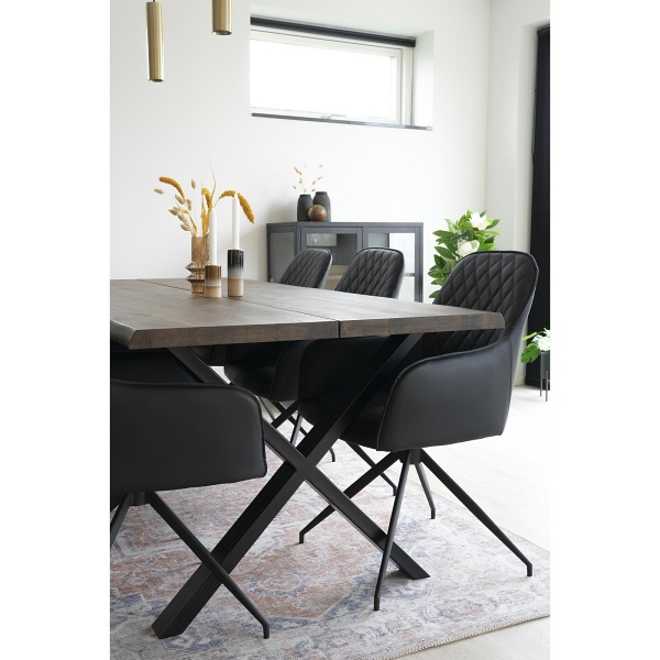 Krzesło obrotowe Harbo Intesi czarne ekoskóra z podłokietnikami do jadalni i salonu ( Rozmiar: uniwersalny )