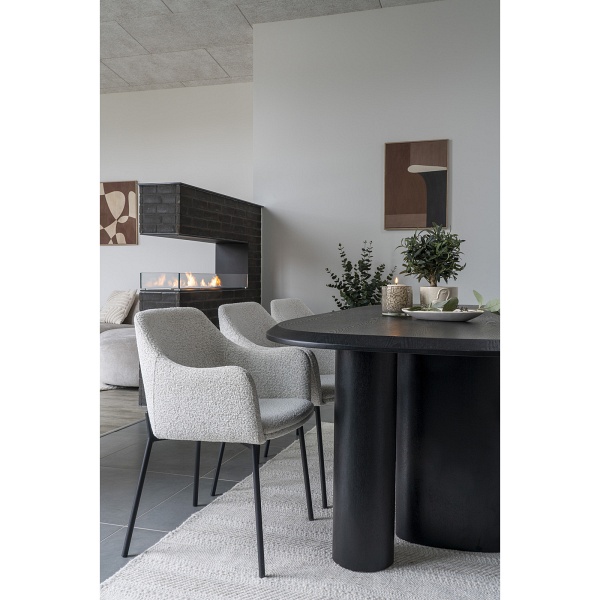 Krzesło do jadalni tapicerowane Melilla boucle białe z podłokietnikami skandynawskie Intesi ( Rozmiar: uniwersalny )