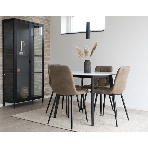 Krzesło tapicerowane Middelfart Intesi do jadalni i kuchni loftowe brązowe z czarnymi nogami ( Rozmiar: uniwersalny )