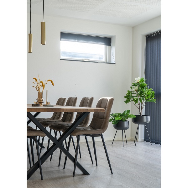 Krzesło tapicerowane Middelfart Intesi do jadalni i kuchni loftowe brązowe z czarnymi nogami ( Rozmiar: uniwersalny )