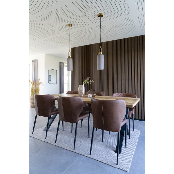 Krzesło tapicerowane Pisa Intesi do jadalni i salonu brązowe vintage ekoskóra czarne nogi ( Rozmiar: uniwersalny )