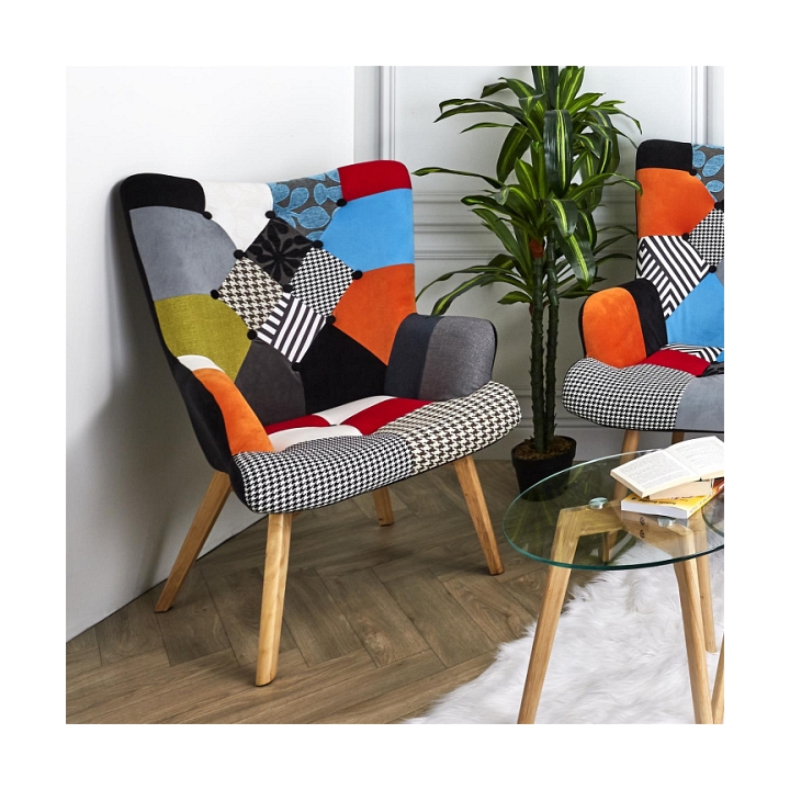 Fotel uszak Helsinki multikolor patchwork - Intesi