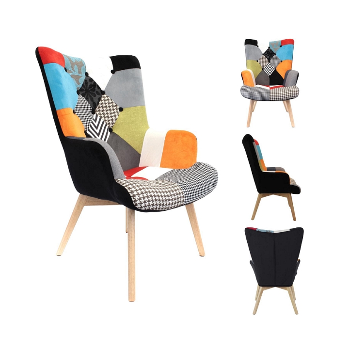 Fotel uszak Helsinki multikolor patchwork - Intesi