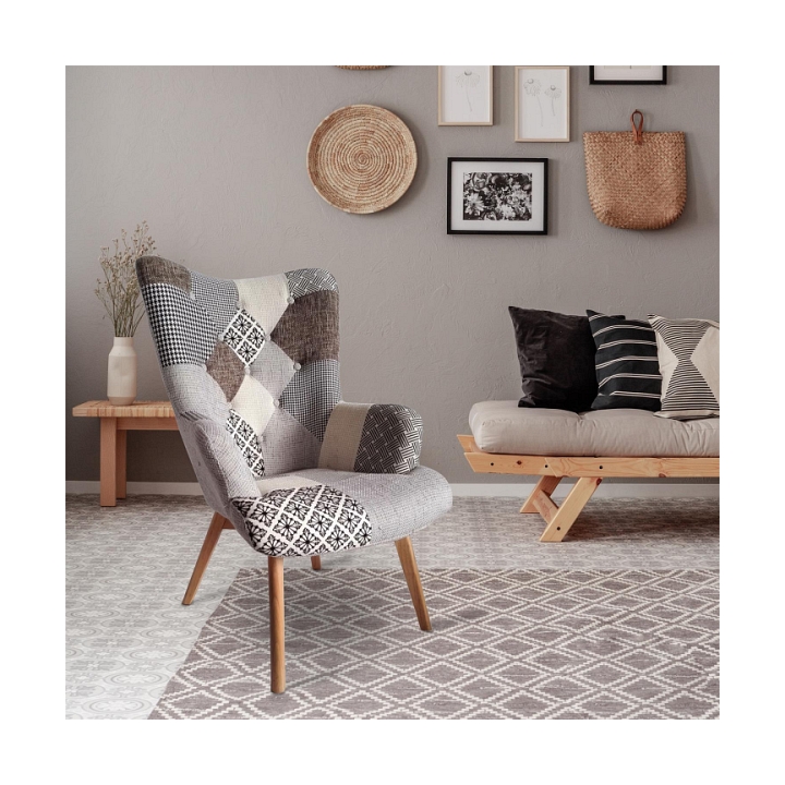 Fotel uszak Helsinki szary patchwork - Intesi
