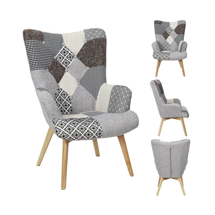Fotel uszak Helsinki szary patchwork - Intesi