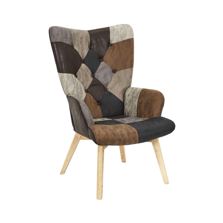 Fotel uszak Helsinki brązowy patchwork - Intesi