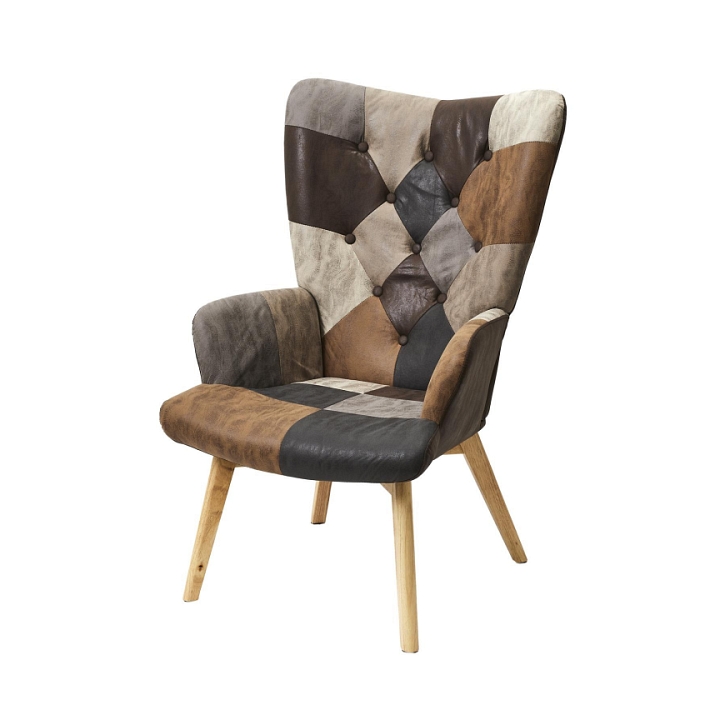 Fotel uszak Helsinki brązowy patchwork - Intesi