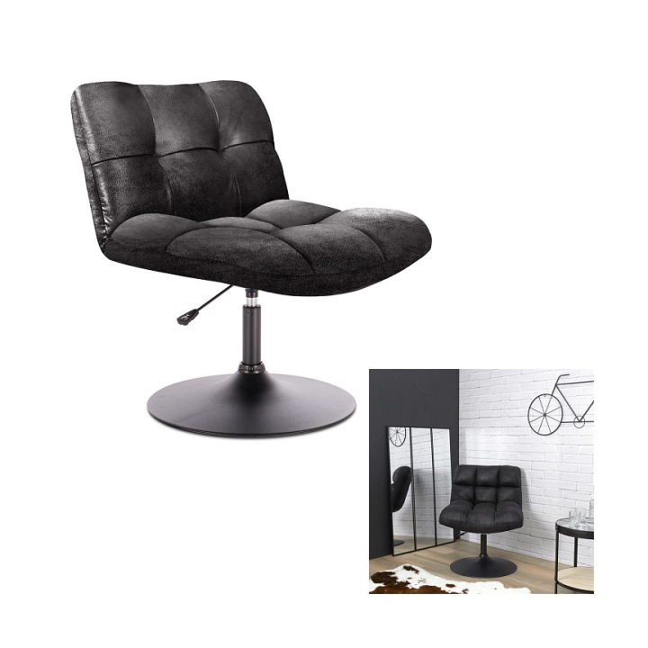 Fotel Anton obrotowy czarny vintage PU - Intesi