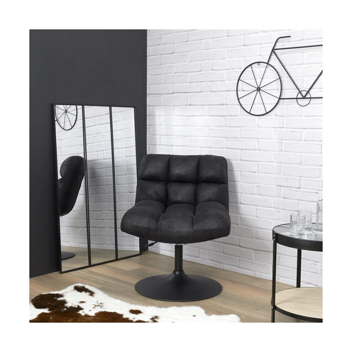 Fotel Anton obrotowy czarny vintage PU - Intesi