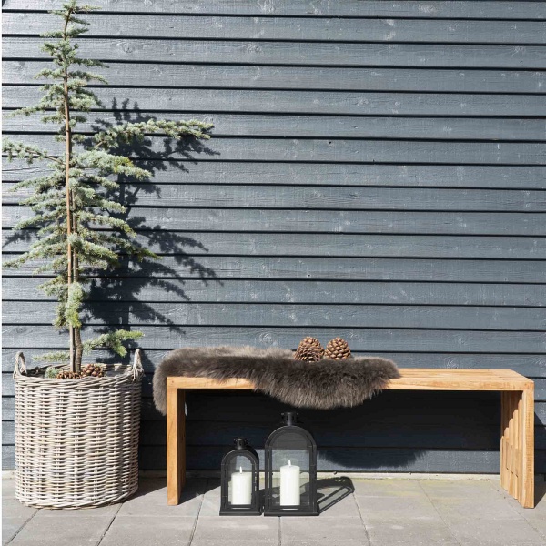 Ławka drewniana do przedpokoju Benidorm 140 cm skandynawska naturalna drewno tekowe Intesi ( Rozmiar: uniwersalny )