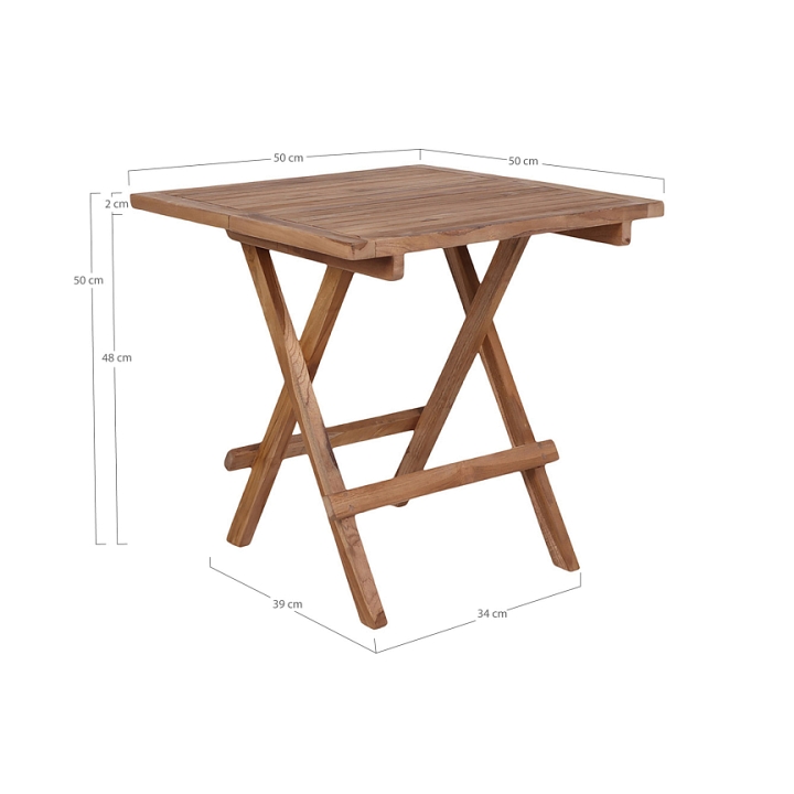 Stolik pomocniczy Bilbao 50x50cm naturalny tekowy - House Nordic