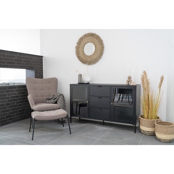 Komoda Dalby 3 szuflady, 2 drzwi czarna - House Nordic