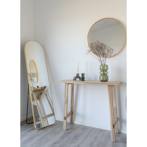 Konsola Girona z drewna tekowego w stylu boho do przedpokoju i salonu, wąski stolik przyścienny ( Rozmiar: uniwersalny )