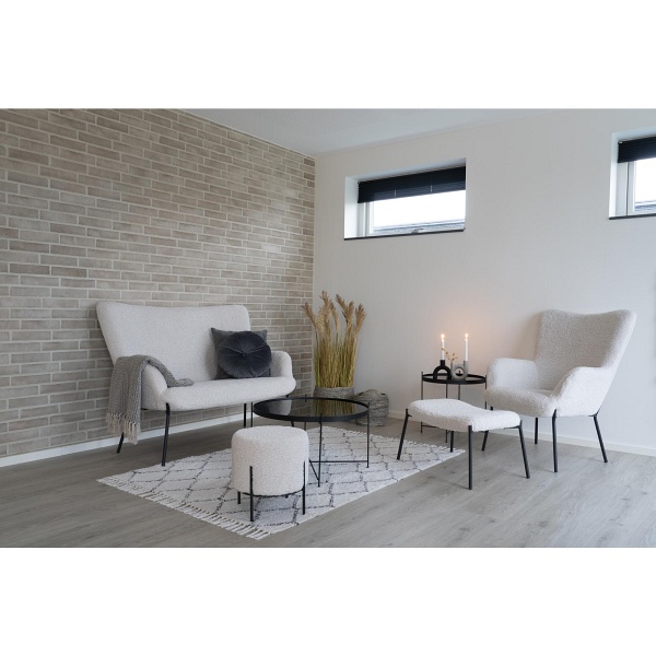 Podnóżek tapicerowany Glasgow baranek biały nowoczesny do fotela i salonu Intesi ( Rozmiar: uniwersalny )