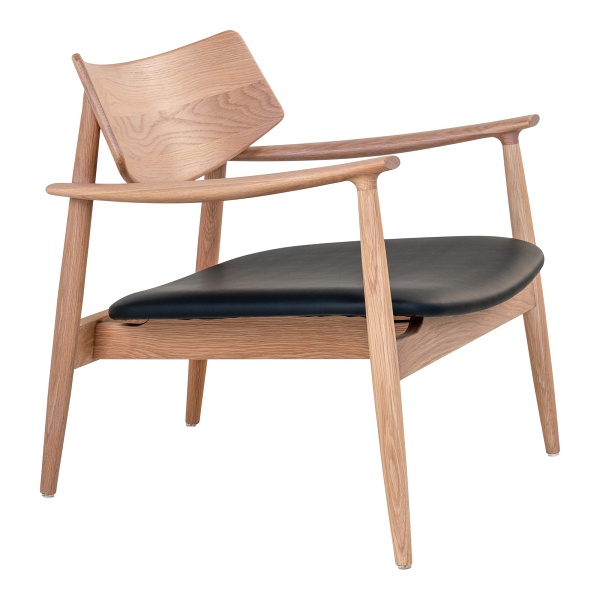 Fotel Olvera uszak do salonu vintage skóra ekologiczna czarny dąb naturalny Intesi ( Rozmiar: uniwersalny )