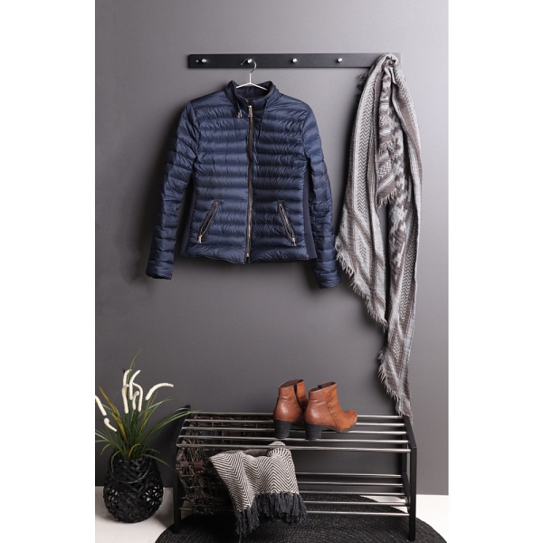 Czarna półka na buty Padova Intesi do przedpokoju metalowo-drewniana klasyczna 78 cm ( Rozmiar: uniwersalny )