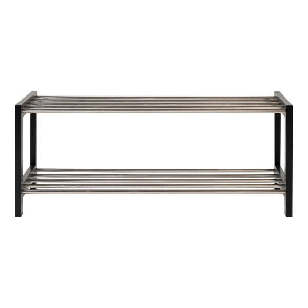 Czarna półka na buty Padova Intesi do przedpokoju metalowo-drewniana klasyczna 78 cm ( Rozmiar: uniwersalny )