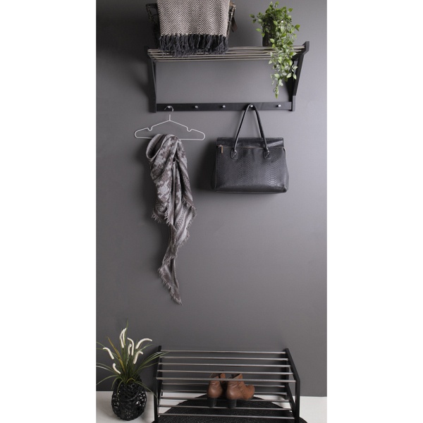 Czarna półka na buty Padova Intesi do przedpokoju metalowo-drewniana klasyczna 78 cm ( Rozmiar: uniwersalny )