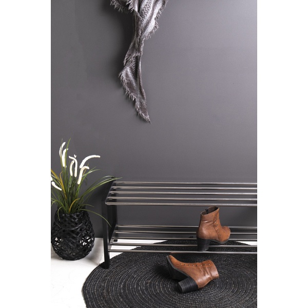 Czarna półka na buty Padova Intesi do przedpokoju metalowo-drewniana klasyczna 78 cm ( Rozmiar: uniwersalny )