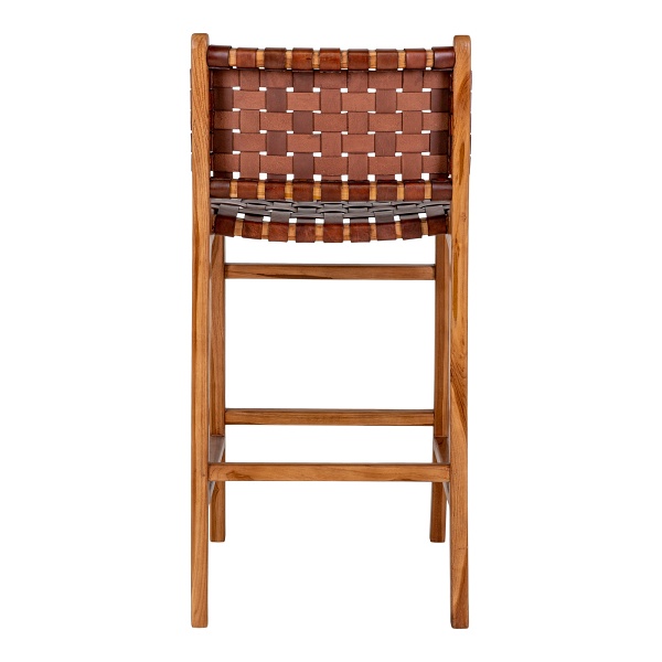 Hoker Perugia loftowy z oparciem skórzany brązowy na drewnianych nogach do kuchni Intesi ( Rozmiar: uniwersalny )