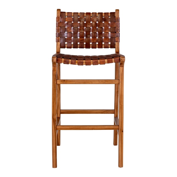 Hoker Perugia loftowy z oparciem skórzany brązowy na drewnianych nogach do kuchni Intesi ( Rozmiar: uniwersalny )