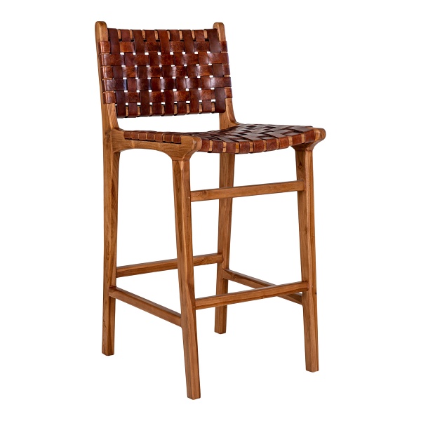 Hoker Perugia loftowy z oparciem skórzany brązowy na drewnianych nogach do kuchni Intesi ( Rozmiar: uniwersalny )