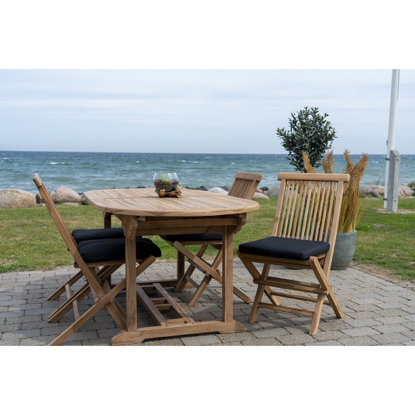 Stół rozkładany do jadalni i ogrodu Salamanca owalny z drewna tekowego rustykalny 180-240x90 cm Intesi ( Rozmiar: uniwersalny )