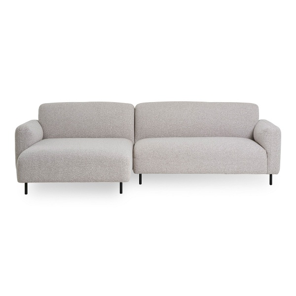 Narożnik Salvador lewy boucle beżowy skandynawski do salonu na czarnych nóżkach ( Rozmiar: uniwersalny )