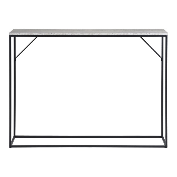 Konsola Vita loftowa wąska trawertynowa czarna metalowa do przedpokoju Intesi 110x26 cm ( Rozmiar: uniwersalny )