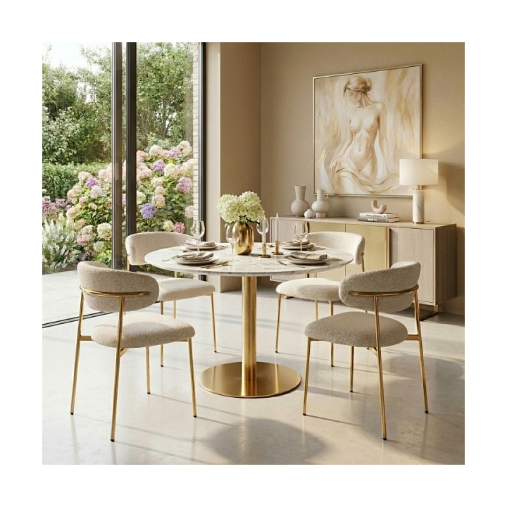 Stół Bolzano 110cm marmur/ złoty - House Nordic