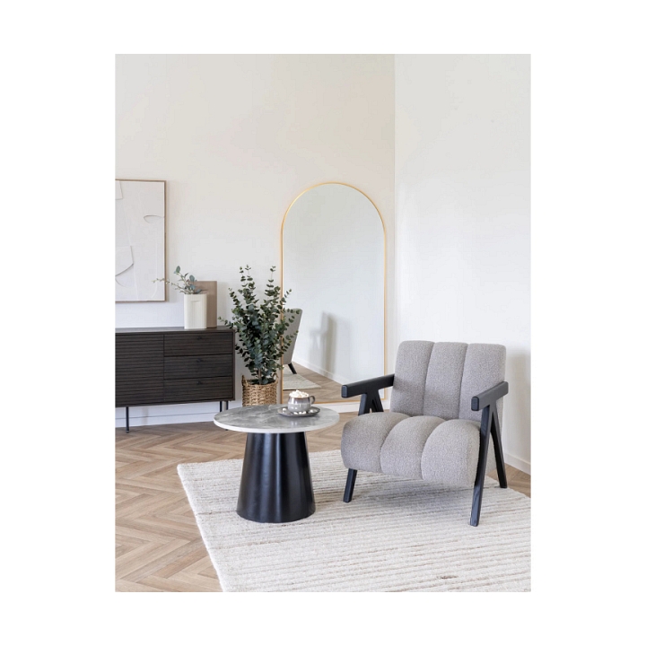 Stolik kawowy Brito 60cm szary marmur/czarny - House Nordic