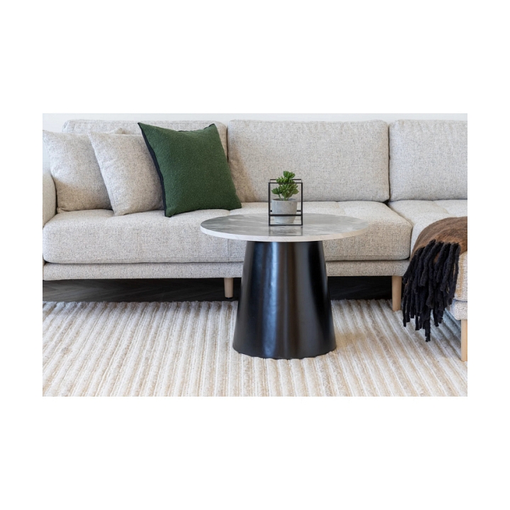 Stolik kawowy Brito 60cm szary marmur/czarny - House Nordic
