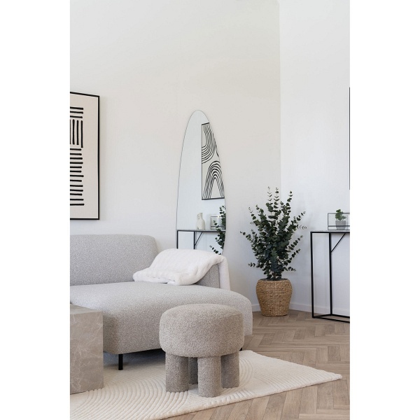 Pufa Canberra okrągła szara na nóżkach tapicerowana do salonu i przedpokoju Intesi 43 cm ( Rozmiar: uniwersalny )