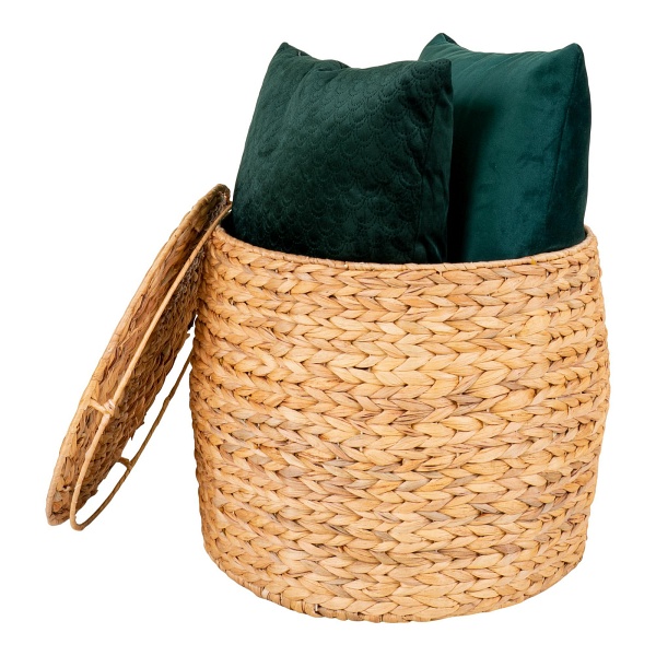 Stolik kawowy Delia okrągły z hiacyntu wodnego z podnoszonym blatem boho do salonu Intesi ( Rozmiar: uniwersalny )