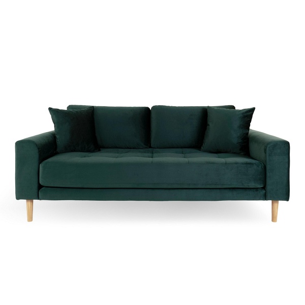 Sofa trzyosobowa welurowa Lido Intesi butelkowa zieleń skandynawska do salonu z podłokietnikami ( Rozmiar: uniwersalny )