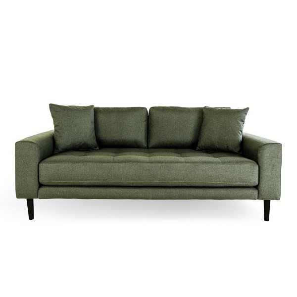 Sofa trzyosobowa Lido Intesi zielona skandynawska do salonu na czarnych drewnianych nogach ( Rozmiar: uniwersalny )