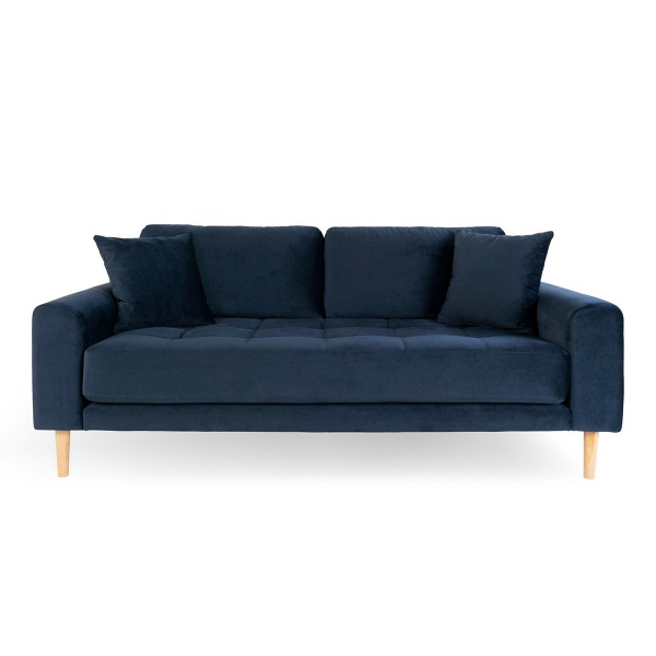 Sofa Lido 3 osobowa welurowa granatowa skandynawska do salonu z podłokietnikami Intesi ( Rozmiar: uniwersalny )
