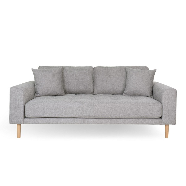 Sofa trzyosobowa Lido Intesi szara jasna skandynawska tapicerowana do salonu na drewnianych nogach ( Rozmiar: uniwersalny )