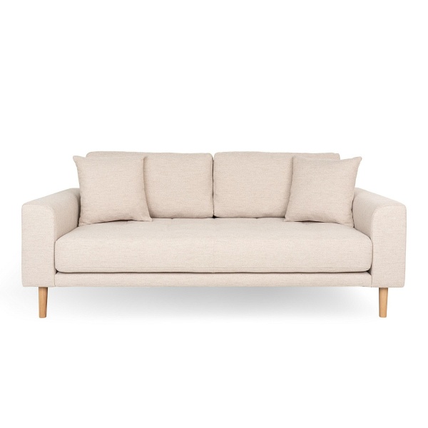 Sofa skandynawska Lido 3 osobowa beżowa z podłokietnikami do salonu Intesi na drewnianych nogach ( Rozmiar: uniwersalny )