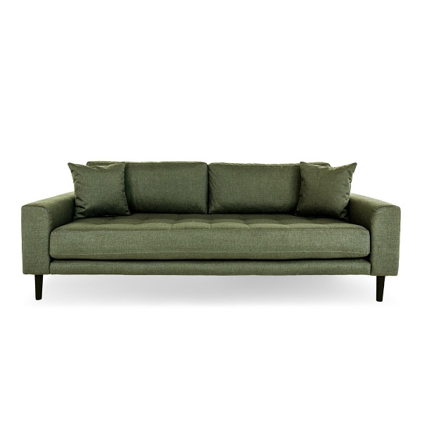 Sofa trzyosobowa Lido Intesi skandynawska zielona tapicerowana z podłokietnikami do salonu ( Rozmiar: uniwersalny )