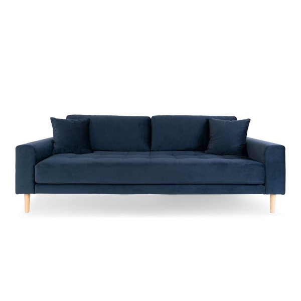 Sofa Lido 3 granatowa skandynawska trzyosobowa aksamitna z podłokietnikami do salonu Intesi ( Rozmiar: uniwersalny )