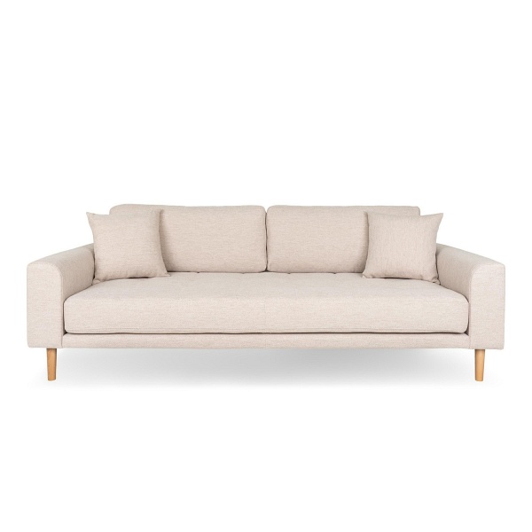 Sofa skandynawska Lido 3 beżowa Intesi z podłokietnikami do salonu, tapicerowana, 3-osobowa ( Rozmiar: uniwersalny )
