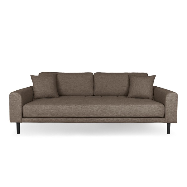 Sofa Lido 3 osobowa skandynawska tapicerowana brązowa z podłokietnikami do salonu Intesi ( Rozmiar: uniwersalny )