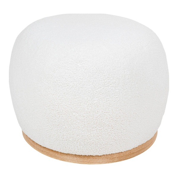 Pufa Manhattan biała teddy do salonu i sypialni nowoczesna tapicerowana miękka Intesi ( Rozmiar: uniwersalny )