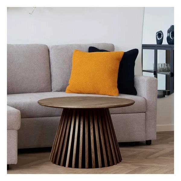 Stolik kawowy Osaka okrągły 70 cm dąb dymiony skandynawski drewniany do salonu Intesi ( Rozmiar: uniwersalny )