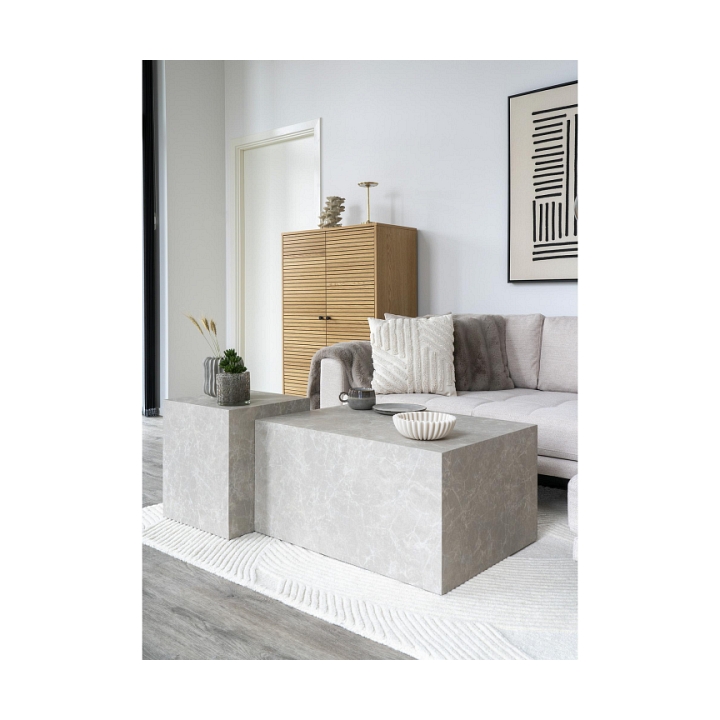 Stolik kawowy Prague 40x40cm szary marmur - House Nordic